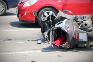 Car crash collision accident and moped.